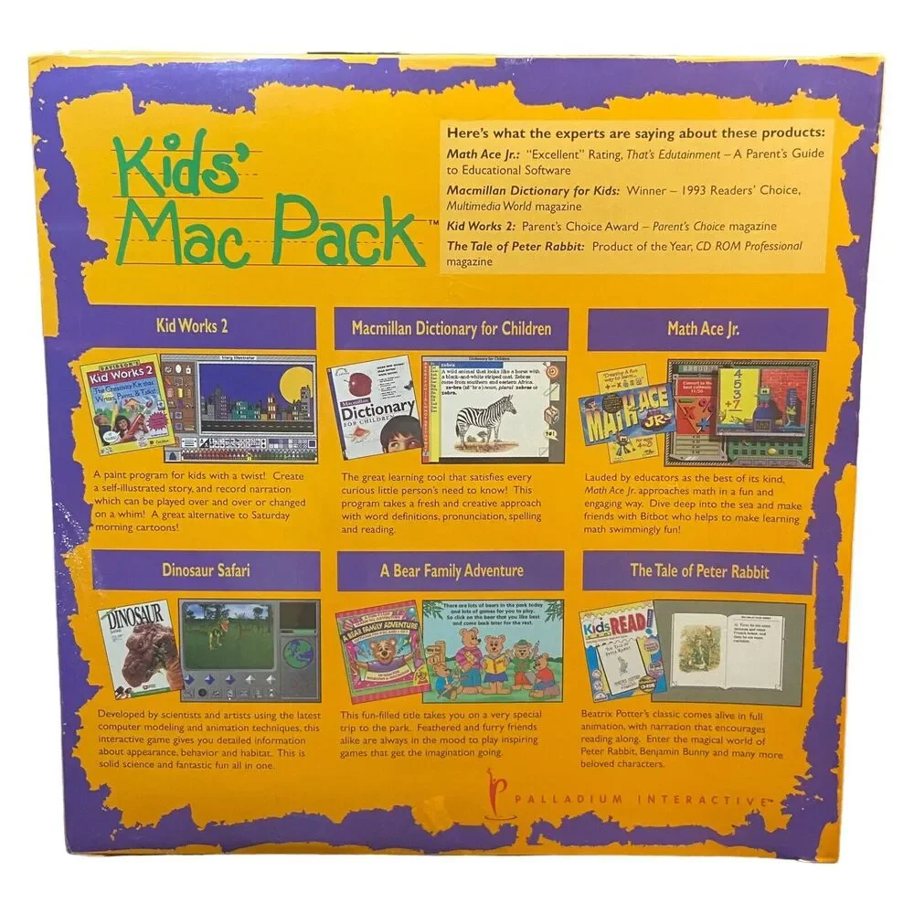 SEALED 1995 Kids Mac Pack 6 CD-ROM MAC Computer Games Palladium Interactive 90s